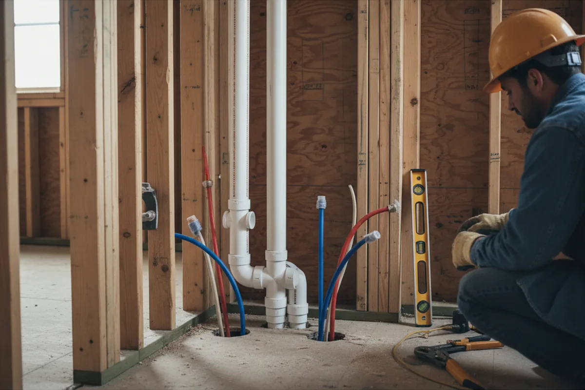 Drain and supply rough-in during Garbage Disposal Repair in Crystal Lake