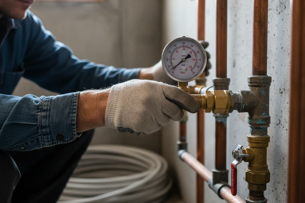 Pressure testing a repaired line during Water Line Repair in Crystal Lake